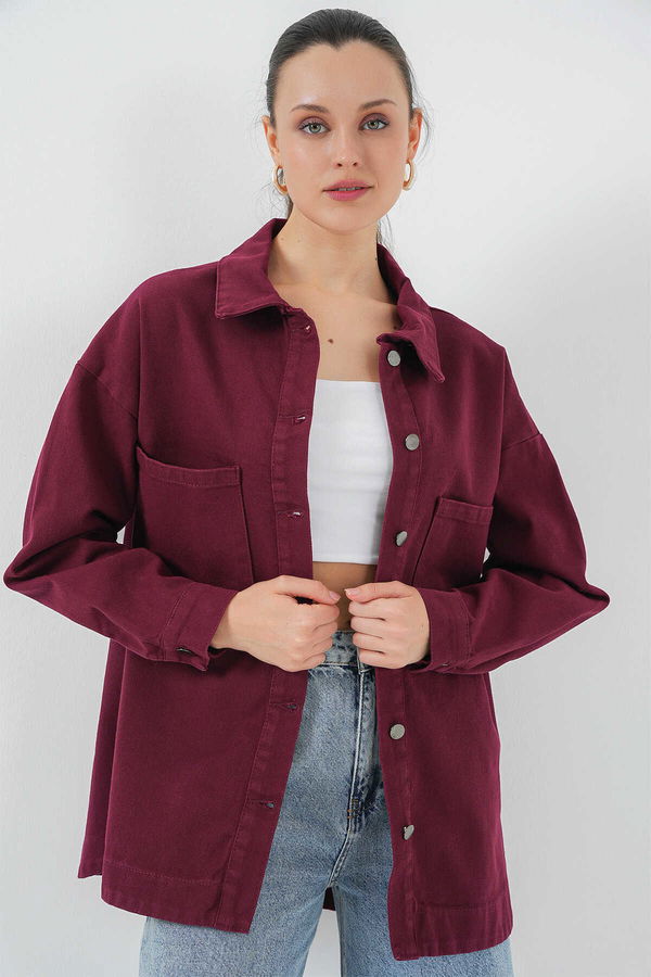 Gabria Çift Cep Gabardin Ceket BORDO Gabria Çift Cep Gabardin Ceket BORDO