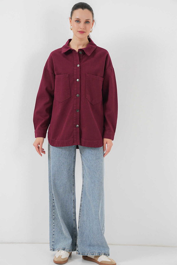Gabria Çift Cep Gabardin Ceket BORDO Gabria Çift Cep Gabardin Ceket BORDO
