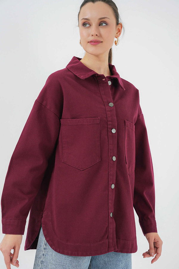Gabria Çift Cep Gabardin Ceket BORDO Gabria Çift Cep Gabardin Ceket BORDO