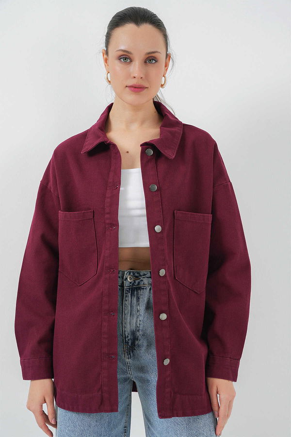 Gabria Çift Cep Gabardin Ceket BORDO Gabria Çift Cep Gabardin Ceket BORDO