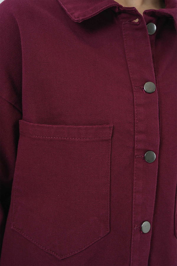 Gabria Çift Cep Gabardin Ceket BORDO Gabria Çift Cep Gabardin Ceket BORDO