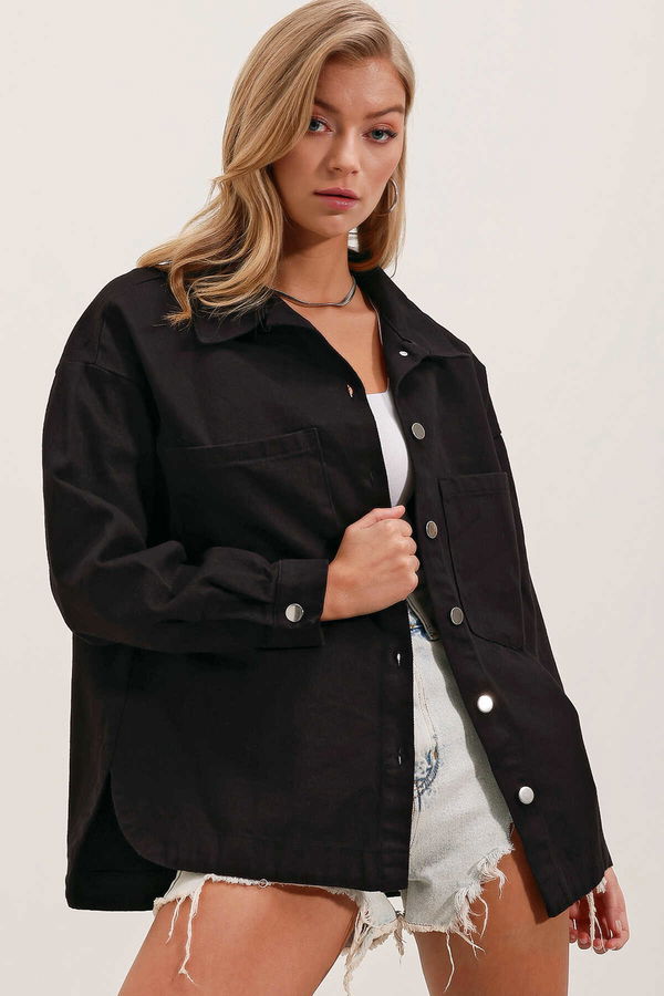 Gabria Çift Cep Gabardin Ceket SİYAH Gabria Çift Cep Gabardin Ceket SİYAH