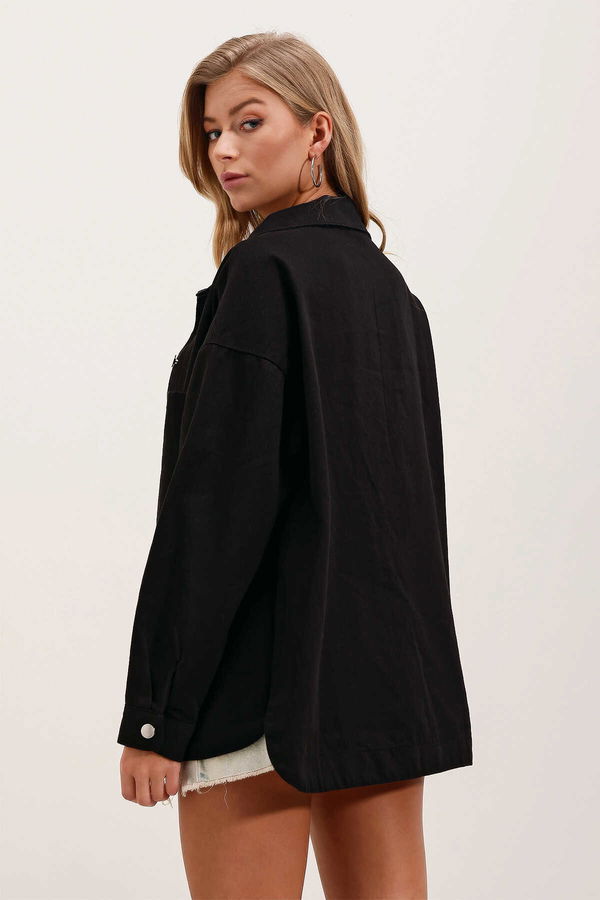 Gabria Çift Cep Gabardin Ceket SİYAH Gabria Çift Cep Gabardin Ceket SİYAH