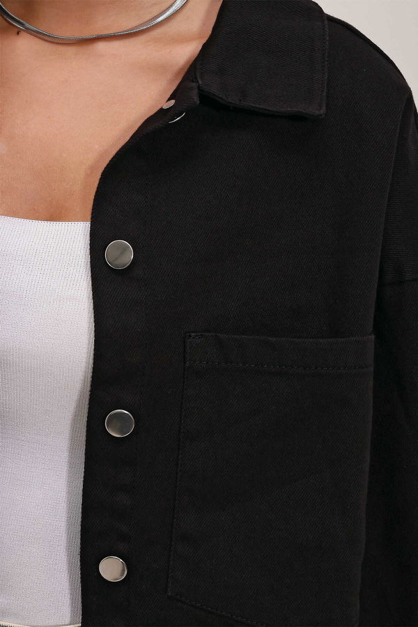Gabria Çift Cep Gabardin Ceket SİYAH Gabria Çift Cep Gabardin Ceket SİYAH