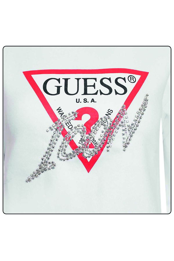 Guess Baskılı Erkek Sweat BEYAZ