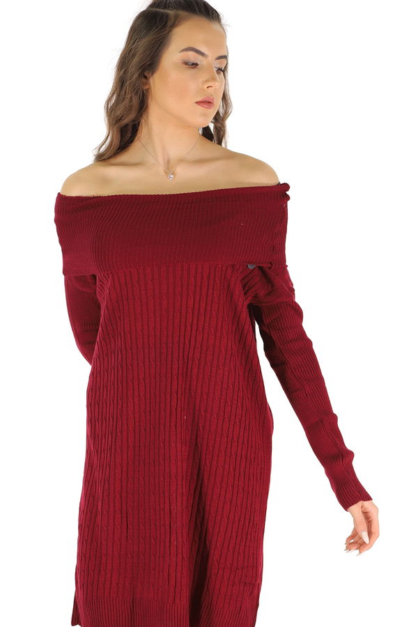 Degaje Yaka Örgülü Tunik BORDO Degaje Yaka Örgülü Tunik BORDO