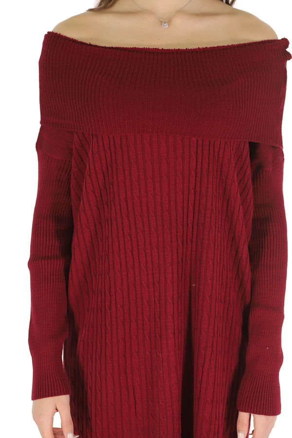 Degaje Yaka Örgülü Tunik BORDO Degaje Yaka Örgülü Tunik BORDO