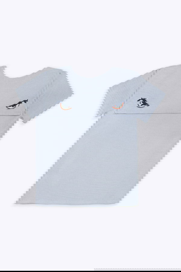 Denizci Yakaı Organik Pamuk Müslin Gömlek ve Şort Takım MAVİ