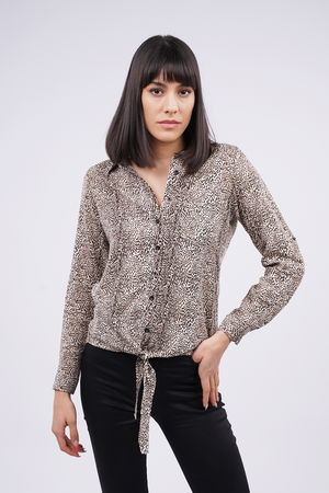 Gabria Desenli  Bel Bağlamalı Gömlek Gabria Desenli  Bel Bağlamalı Gömlek