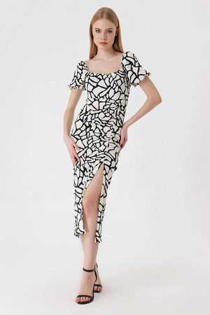 Gabria Ön Yırtmaçlı Elbise EKRU Gabria Ön Yırtmaçlı Elbise EKRU