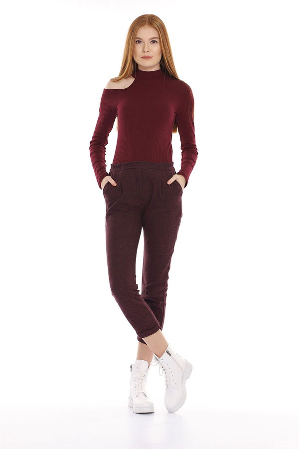 Desenli Pantolon BORDO Desenli Pantolon BORDO