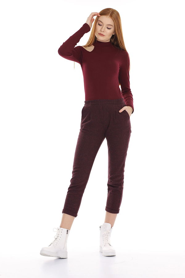 Desenli Pantolon BORDO Desenli Pantolon BORDO