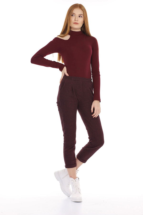 Desenli Pantolon BORDO Desenli Pantolon BORDO
