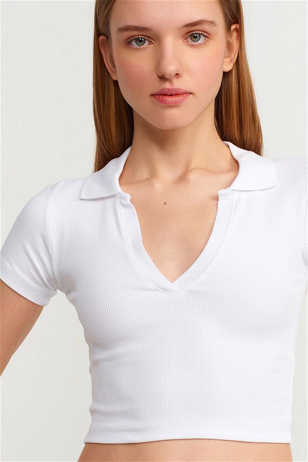 Dilvin Polo Yaka T-shirt Beyaz