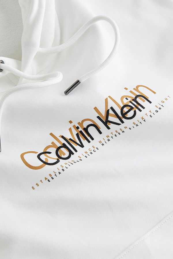 Calvin Klein Baskılı Kapüşonlu Erkek Sweat BEYAZ