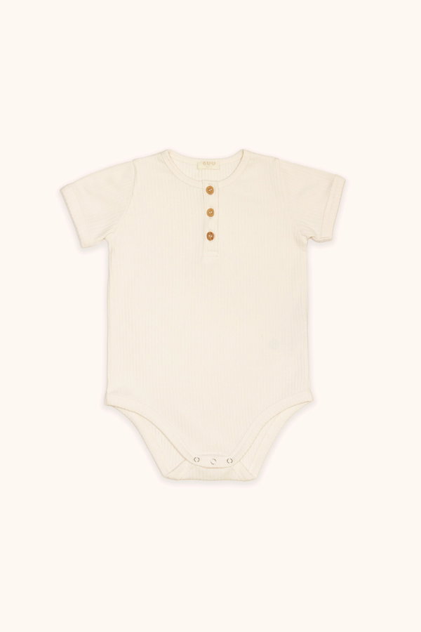 Düğme Detaylı Organik Pamuk Kaşkorse Body EKRU