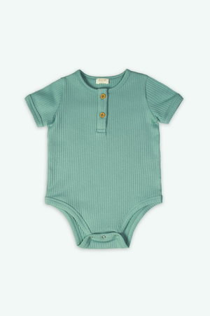 Düğme Detaylı Organik Pamuk Kaşkorse Body PETROL