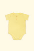 Düğme Detaylı Organik Pamuk Kaşkorse Body SARI