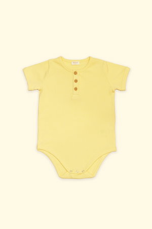 Düğme Detaylı Organik Pamuk Kaşkorse Body SARI