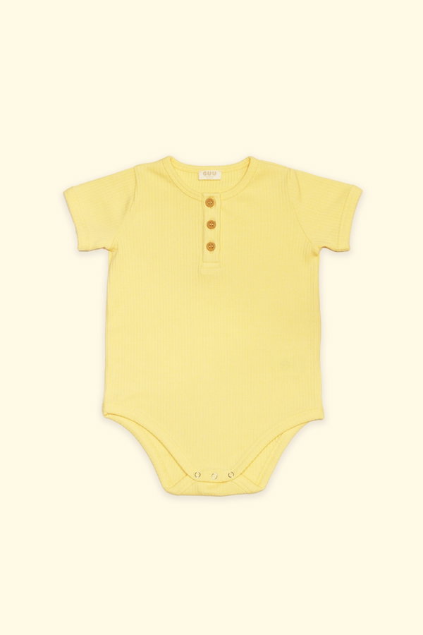 Düğme Detaylı Organik Pamuk Kaşkorse Body SARI