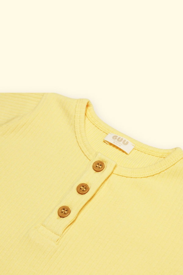 Düğme Detaylı Organik Pamuk Kaşkorse Body SARI