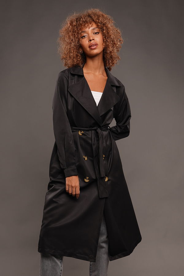 Petite Black Oversized Trench Coat, Petite