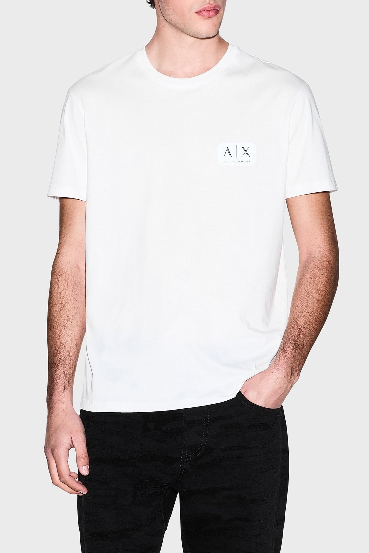 EA7  Erkek Bisiklet Yaka T-shirt Beyaz