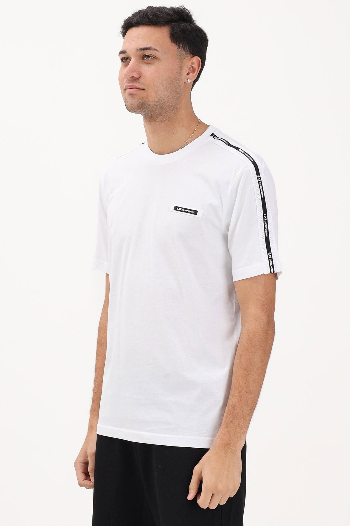 EA7  Erkek Bisiklet Yaka T-shirt BEYAZ
