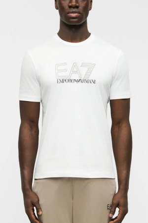 EA7 Erkek Bisiklet Yaka T-shirt BEYAZ