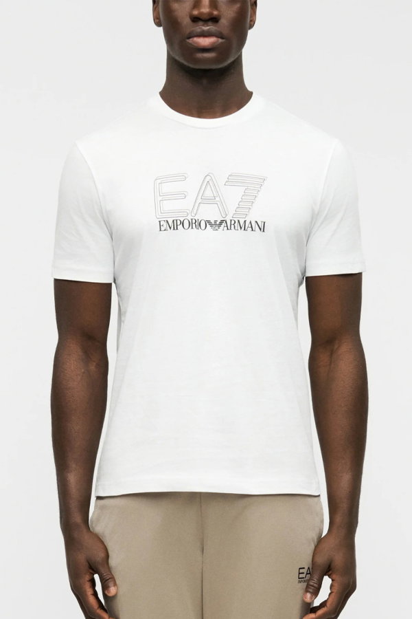 EA7 Erkek Bisiklet Yaka T-shirt BEYAZ