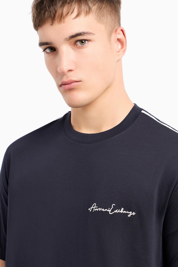EA7 Erkek Bisiklet Yaka T-shirt LACIVERT