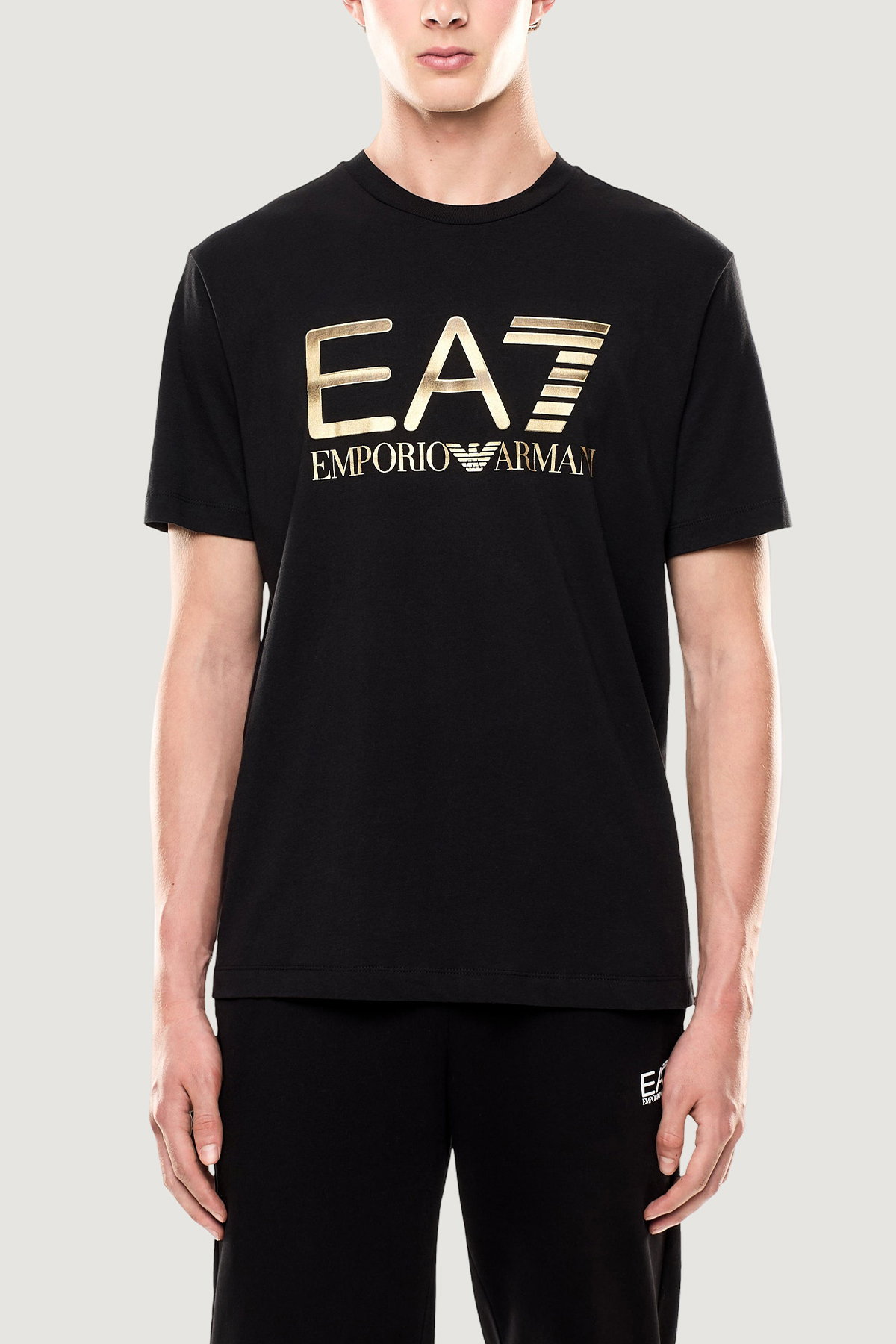 EA7 Erkek Bisiklet Yaka T-shirt SIYAH