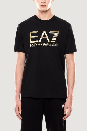 EA7 Erkek Bisiklet Yaka T-shirt SIYAH