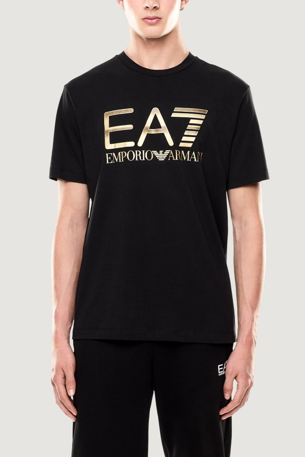 EA7 Erkek Bisiklet Yaka T-shirt SIYAH