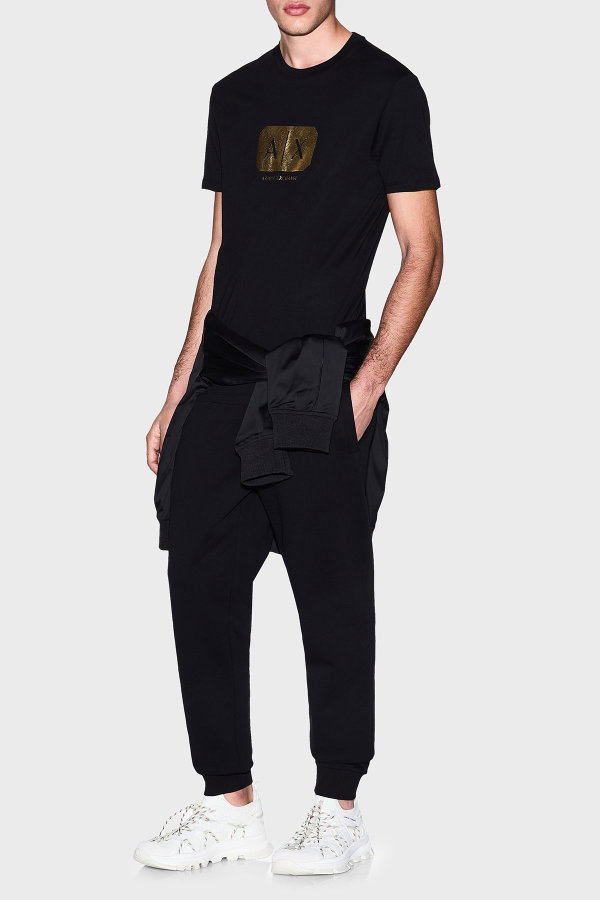 EA7 Erkek Bisiklet Yaka T-shirt SIYAH