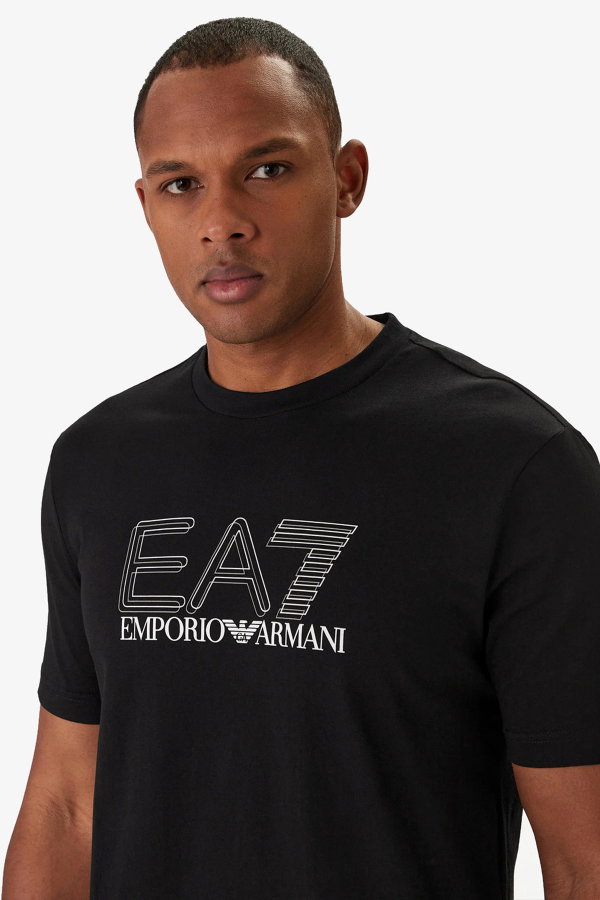 EA7 Erkek Bisiklet Yaka T-shirt SIYAH