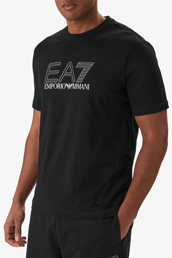 EA7 Erkek Bisiklet Yaka T-shirt SIYAH