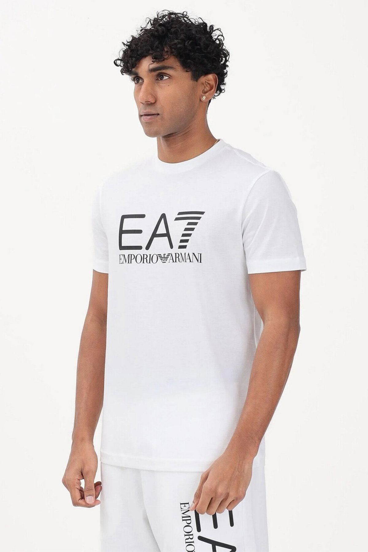 EA7 Erkek Bisiklet Yaka T-shirt Beyaz