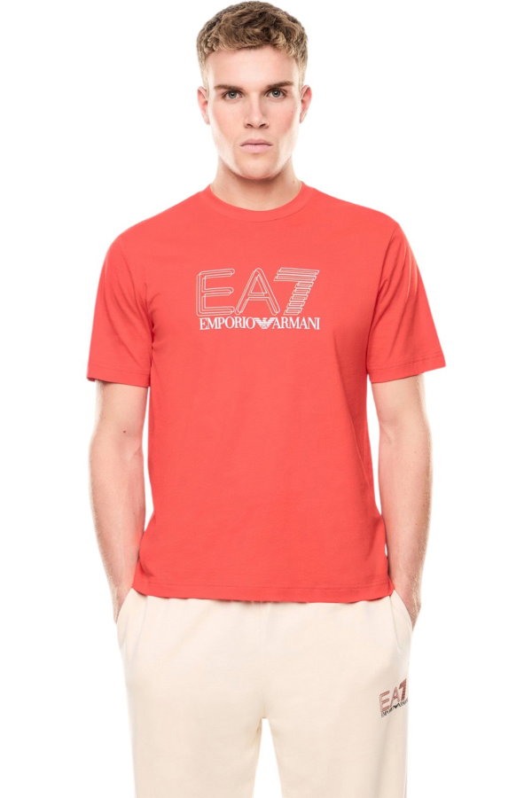 EA7 Erkek Bisiklet Yaka T-shirt KIRMIZI