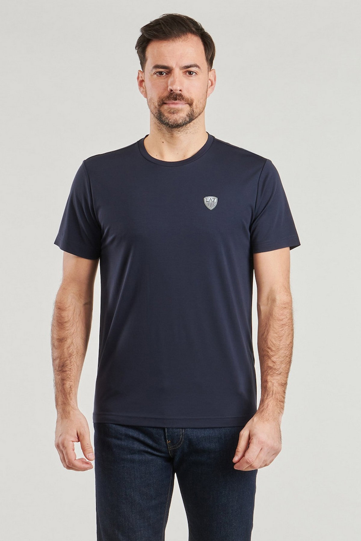 EA7 Erkek Bisiklet Yaka T-shirt LACIVERT