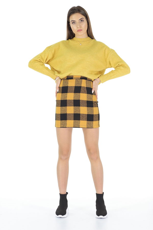 Ekose Mini Etek SARI Ekose Mini Etek SARI