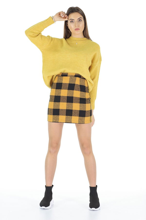 Ekose Mini Etek SARI Ekose Mini Etek SARI