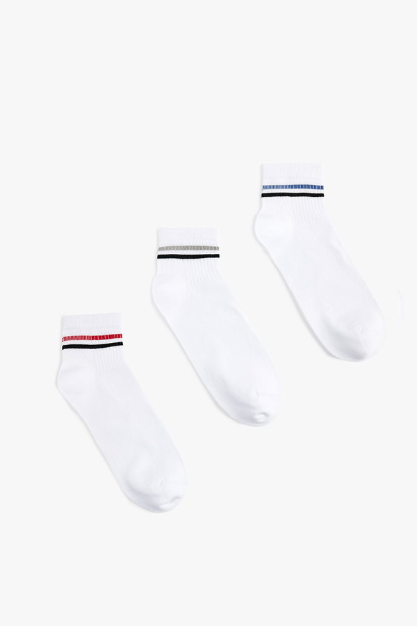 Koton Erkek Çizgili Pamuklu 3lü Patik Çorap Seti Çok Renkli