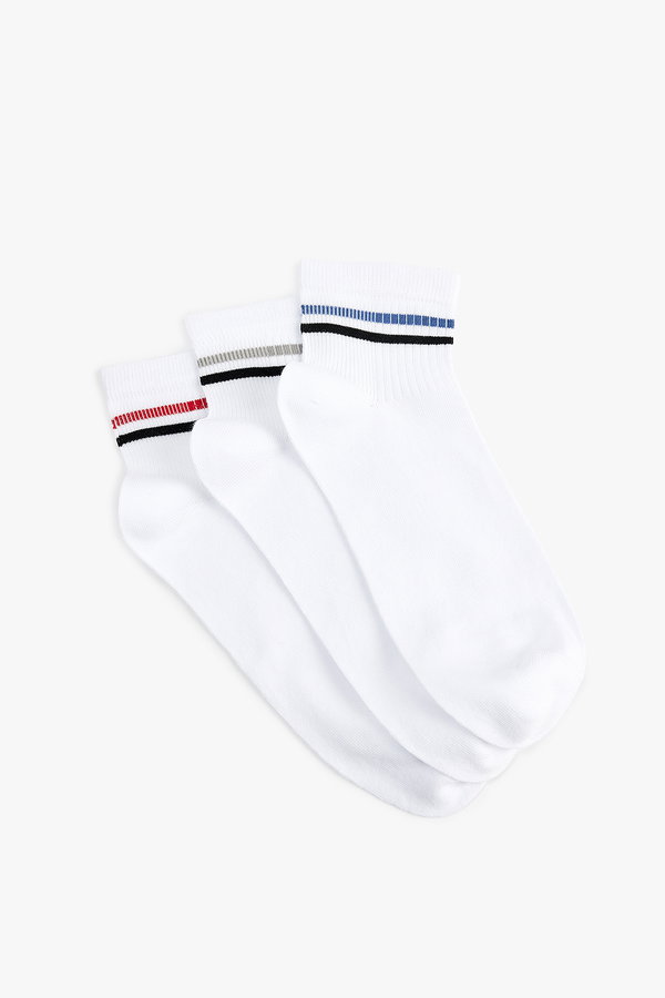Koton Erkek Çizgili Pamuklu 3lü Patik Çorap Seti Çok Renkli
