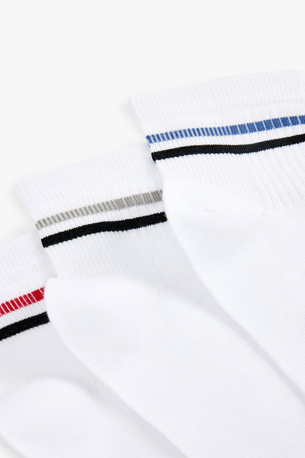 Koton Erkek Çizgili Pamuklu 3lü Patik Çorap Seti Çok Renkli