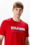 Tommy Hilfiger Bisiklet Yaka T-shirt KIRMIZI