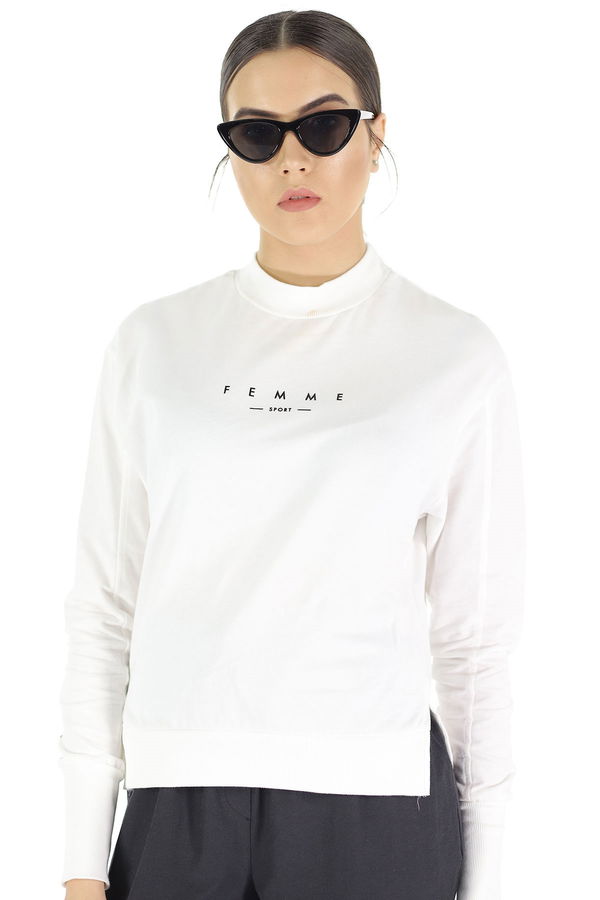 Femme Baskılı Kısa Sweat Beyaz Femme Baskılı Kısa Sweat Beyaz