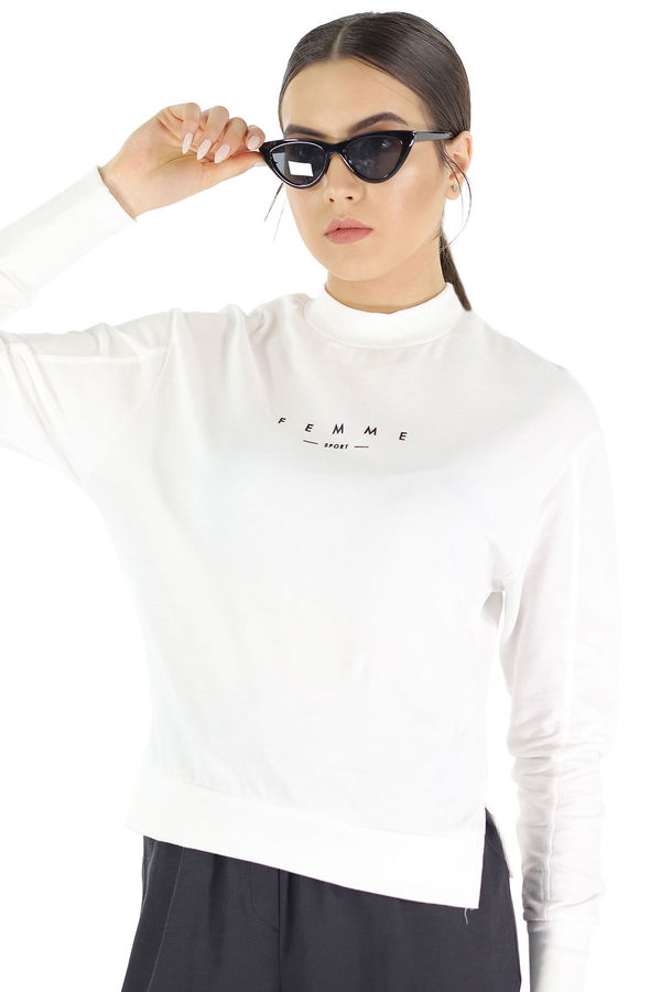 Femme Baskılı Kısa Sweat Beyaz Femme Baskılı Kısa Sweat Beyaz