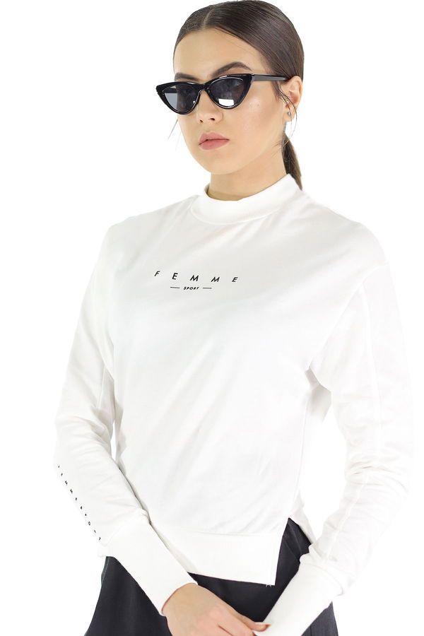 Femme Baskılı Kısa Sweat Beyaz Femme Baskılı Kısa Sweat Beyaz