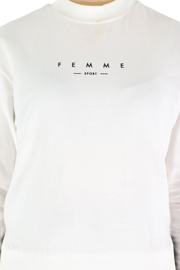 Femme Baskılı Kısa Sweat Beyaz Femme Baskılı Kısa Sweat Beyaz